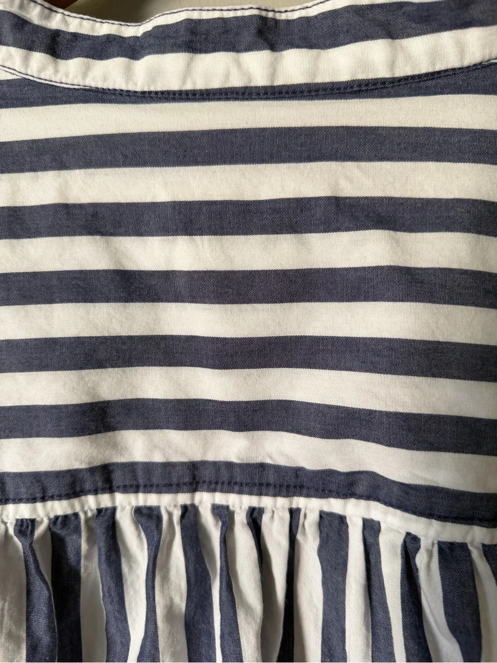 Anthropologie Navy & White Striped V-Neck Peasant Top